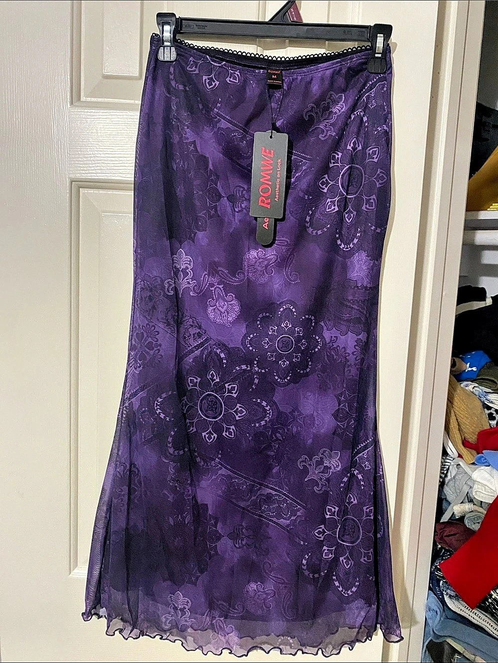 ROMWE Floral Maxi Skirt Purple Medium NWT